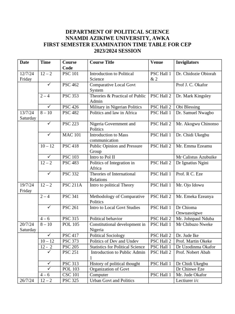 CEP Time Table | PDF | Liberal Arts Education | Science