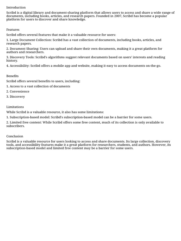 Overview of Scribd Features and Benefits | PDF
