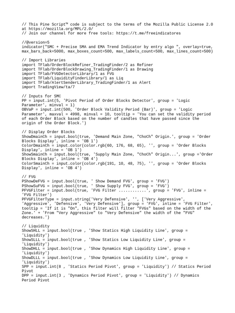 Indicator SMC + Precise SMA and EMA Trend Indicator by Entry Algo | PDF ...
