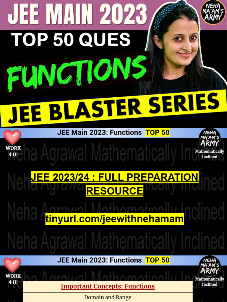 JEE Main 2023 - Functions TOP 50 | PDF | Function (Mathematics ...