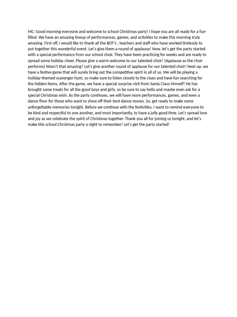 Script For Chrismass Party | PDF | Christmas
