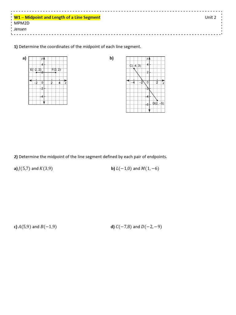 U2w1s Midpoint and Length | PDF | Circle | Triangle