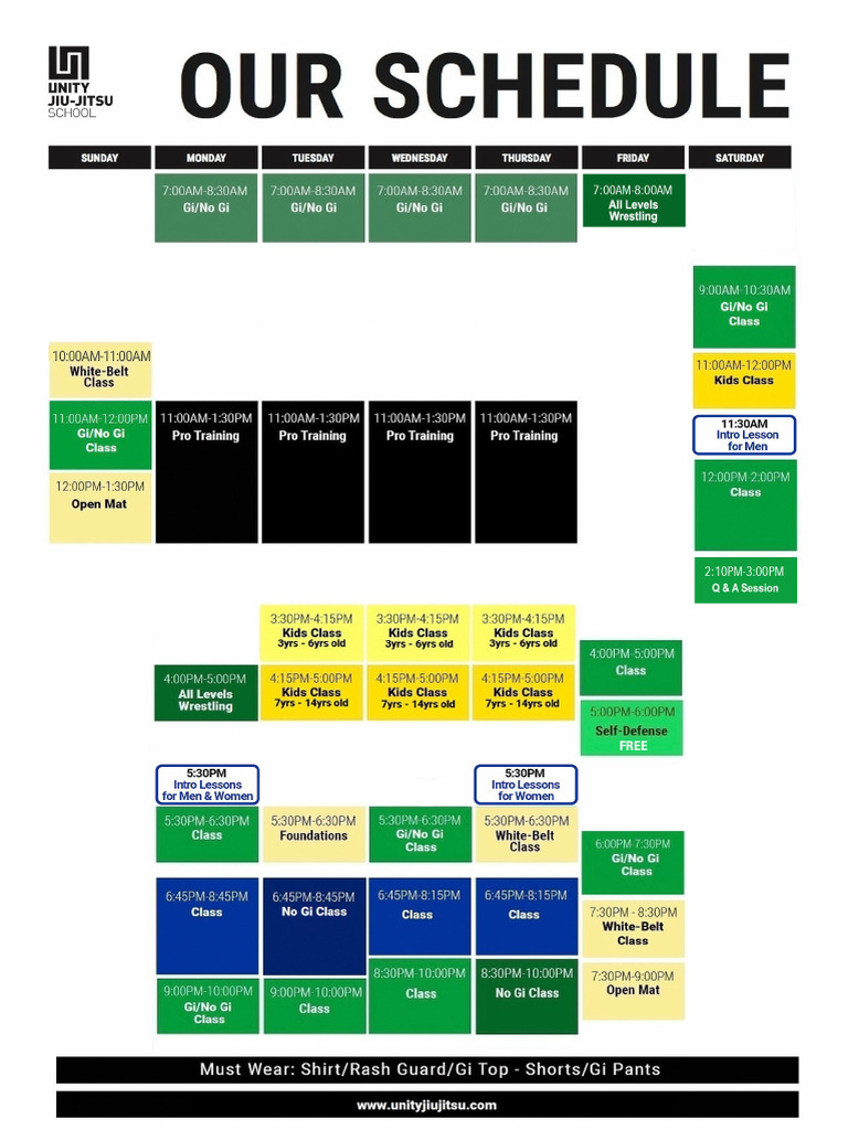 Unity Class Schedule Sept 2024 | PDF