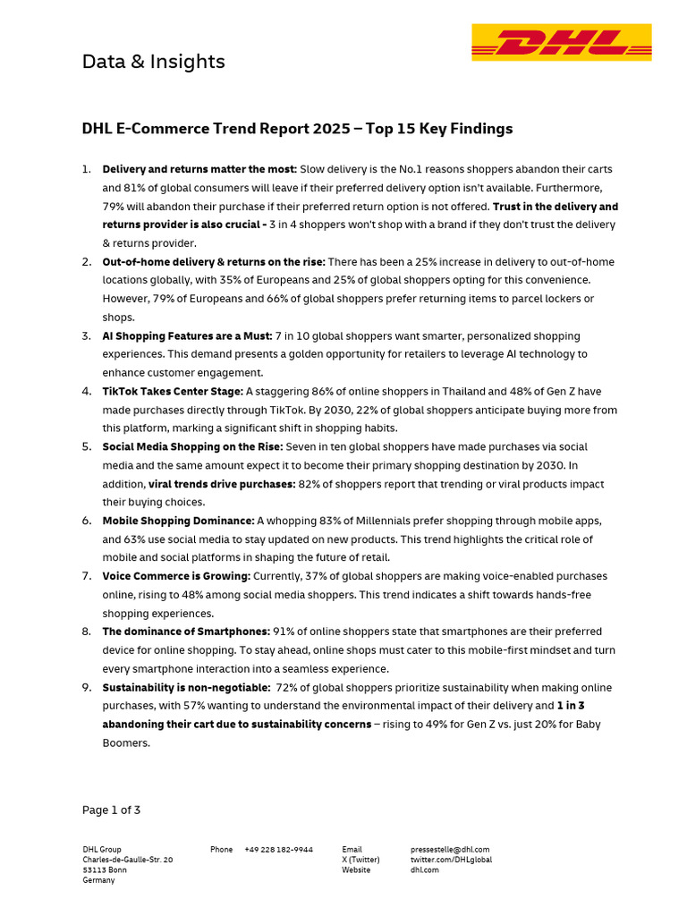 DHL E-Commerce Trends 2025 Insights | PDF | E Commerce | Online Shopping