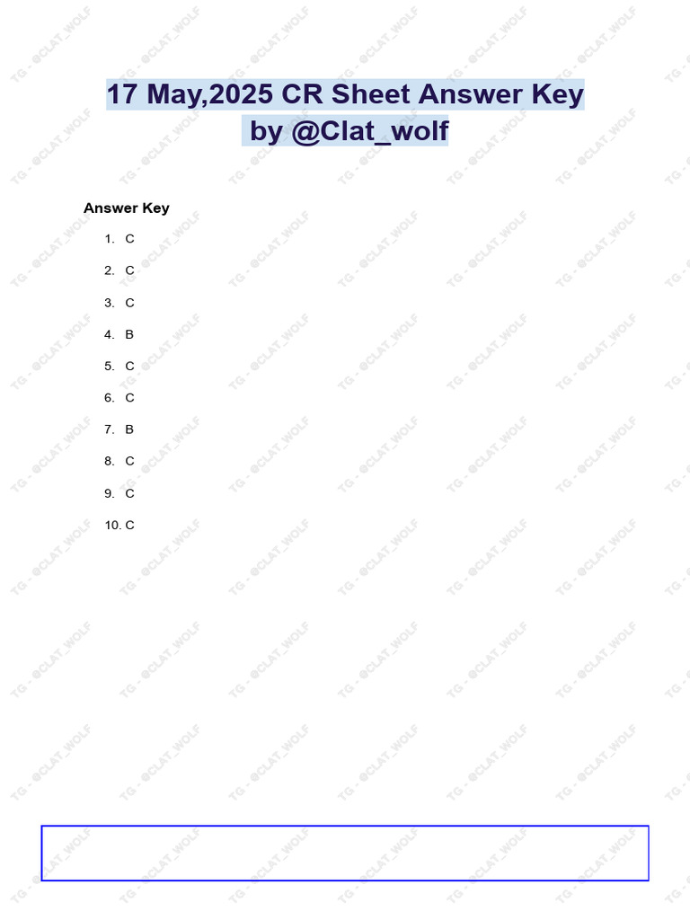 CLAT 2025 Answer Key - May 17 | PDF