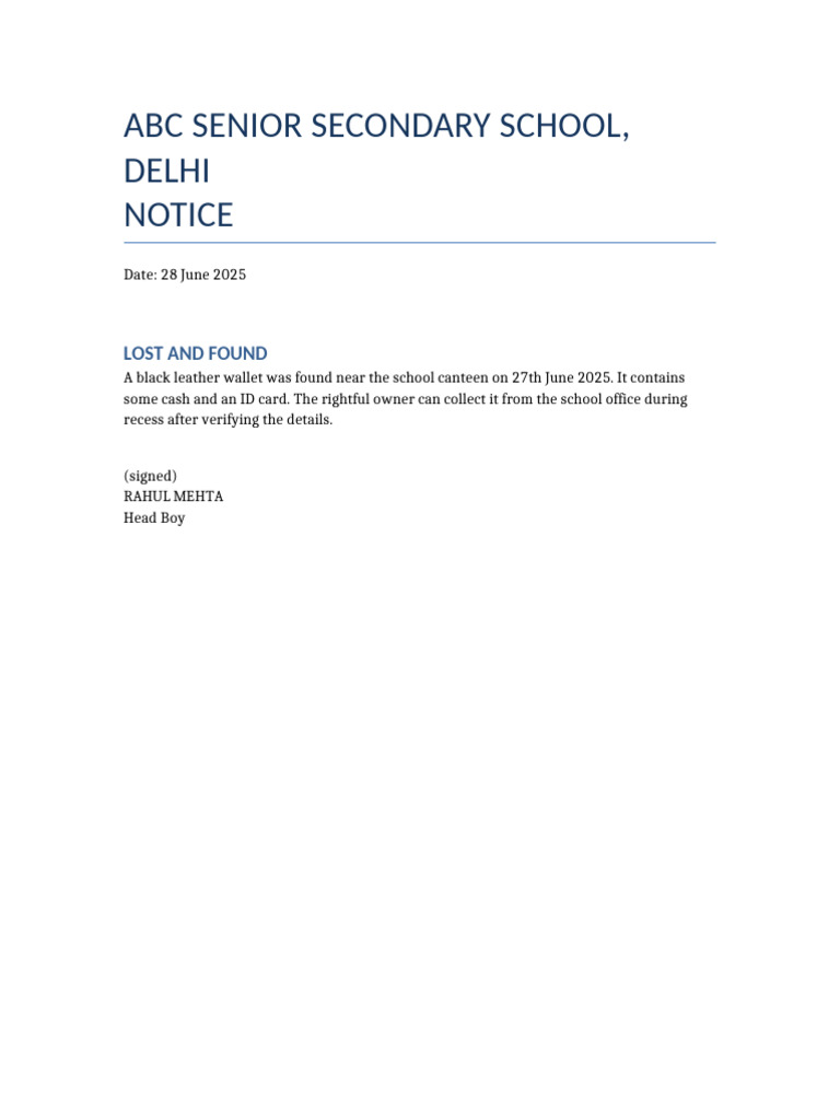 Lost Wallet Found Notice | PDF