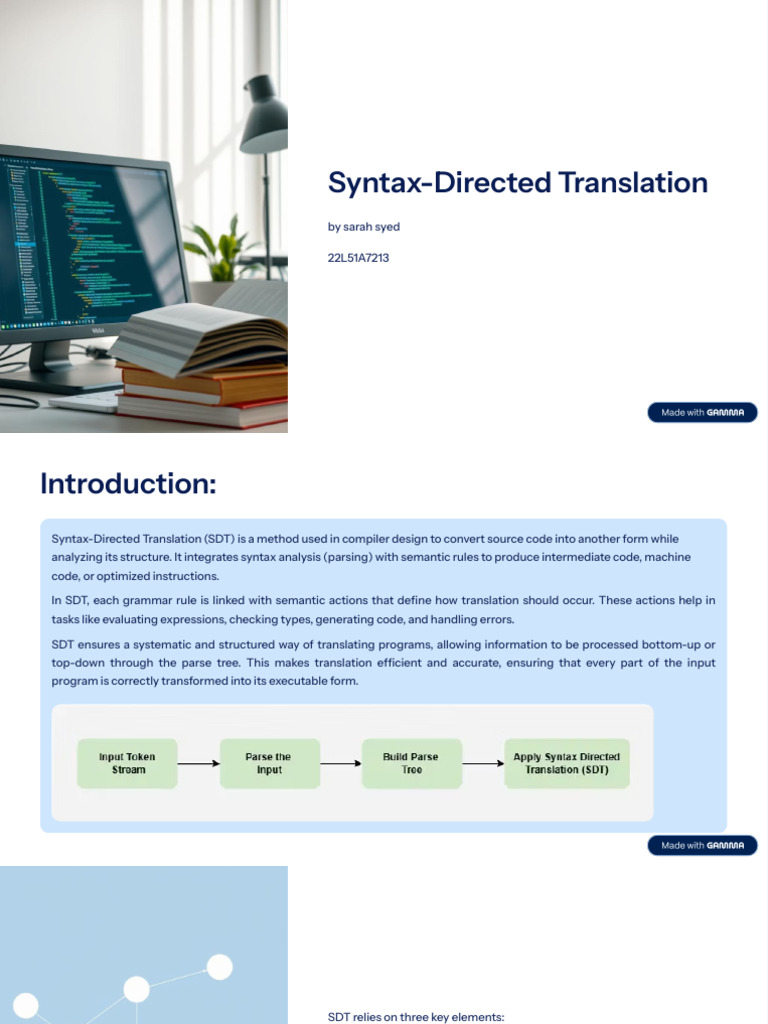 Syntax Directed Translation | PDF | Parsing | Compiler