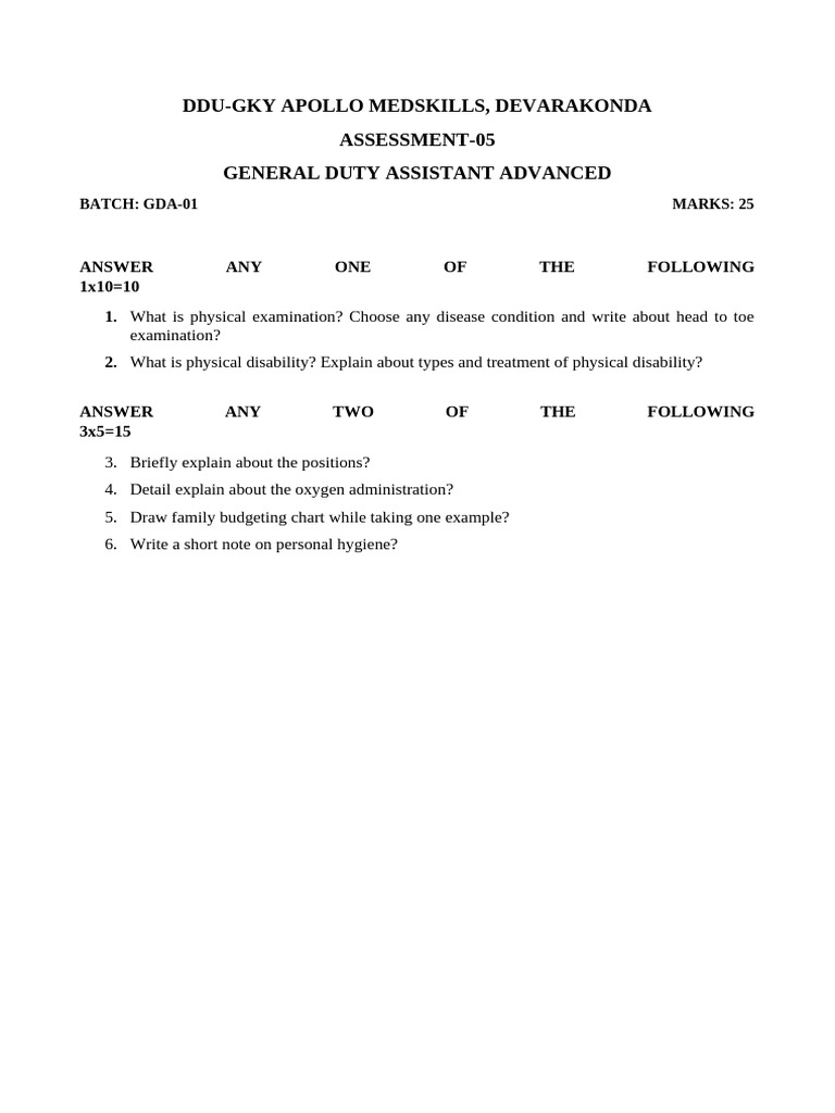 GDA Advanced Assessment Paper | PDF