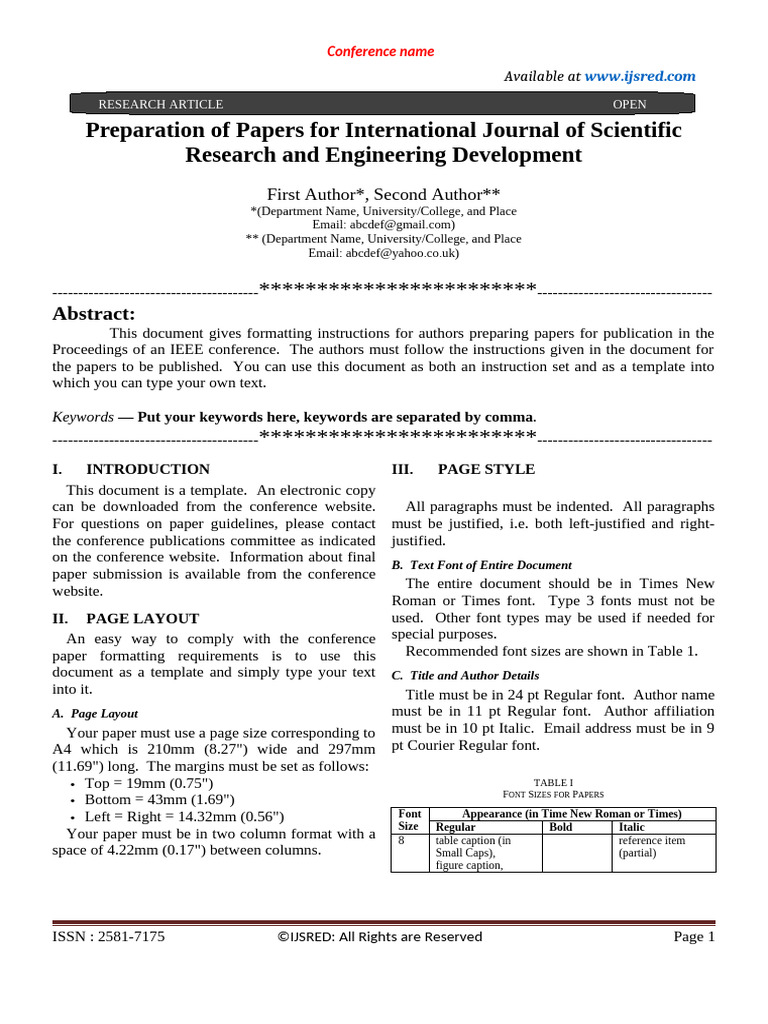 Conference Paper Formatting Guide | PDF | Text | Publishing