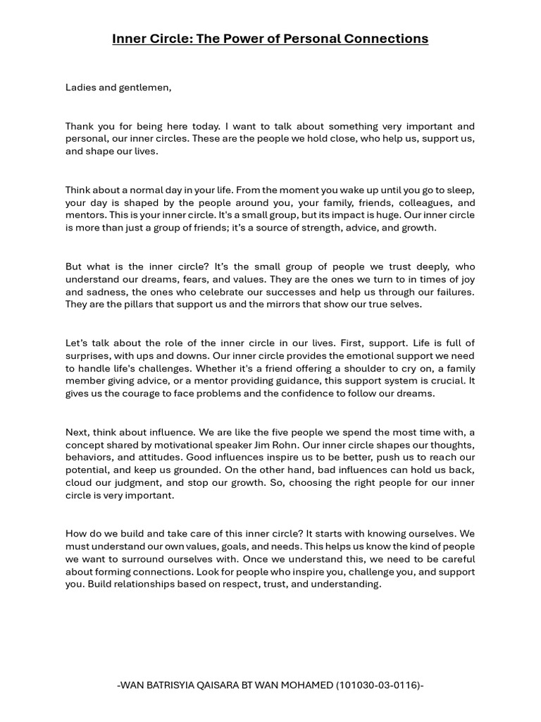 Inner CircleThe Power of Personal Connections PDF Mentorship