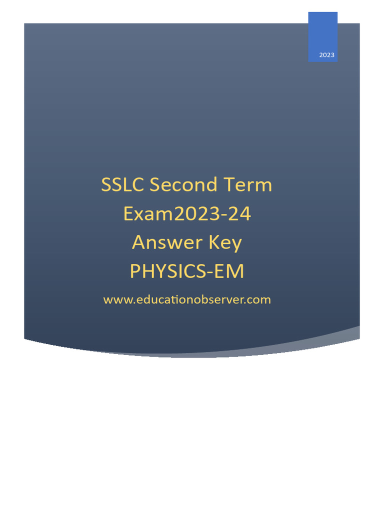 SSLC Physics Answer Key 2023-24 | PDF | Inductor | Electromagnetic ...