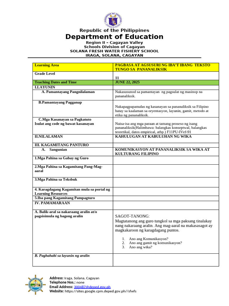 DLL Week 1 | PDF