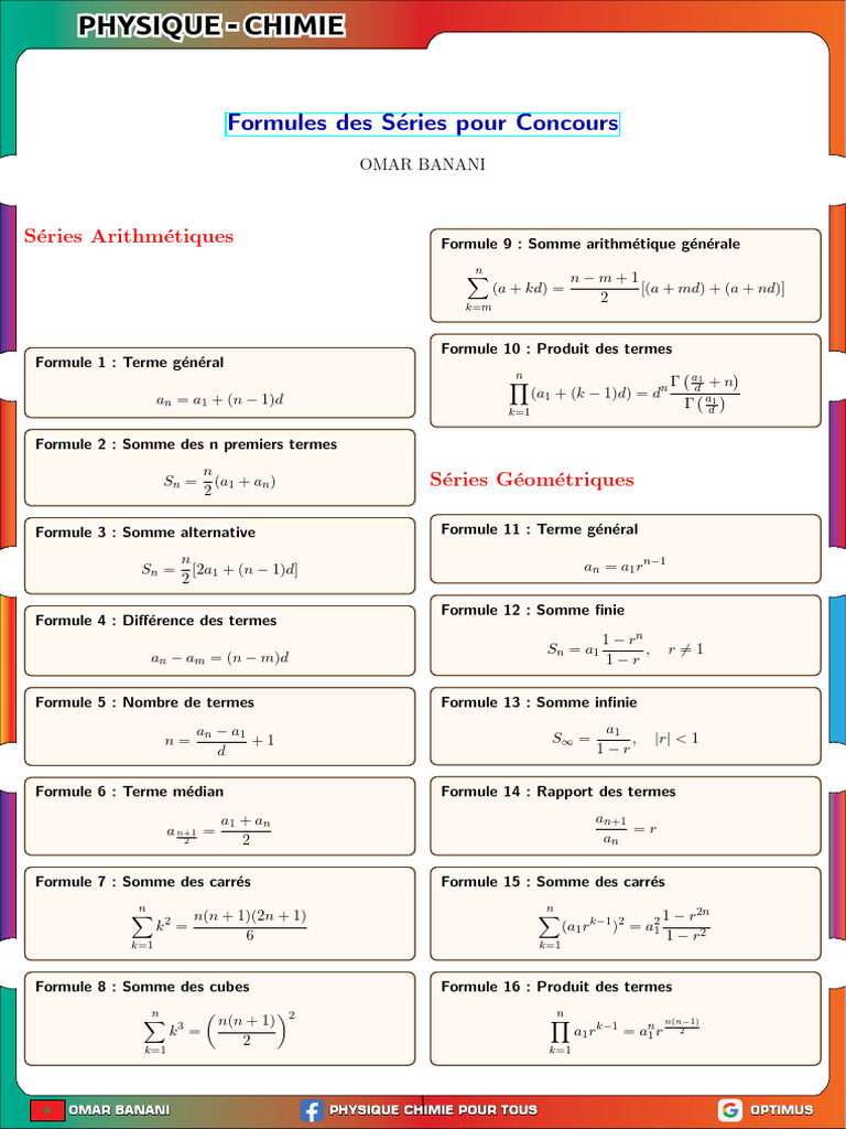 Formules de Séries en Physique-Chimie | PDF | Relations mathématiques ...
