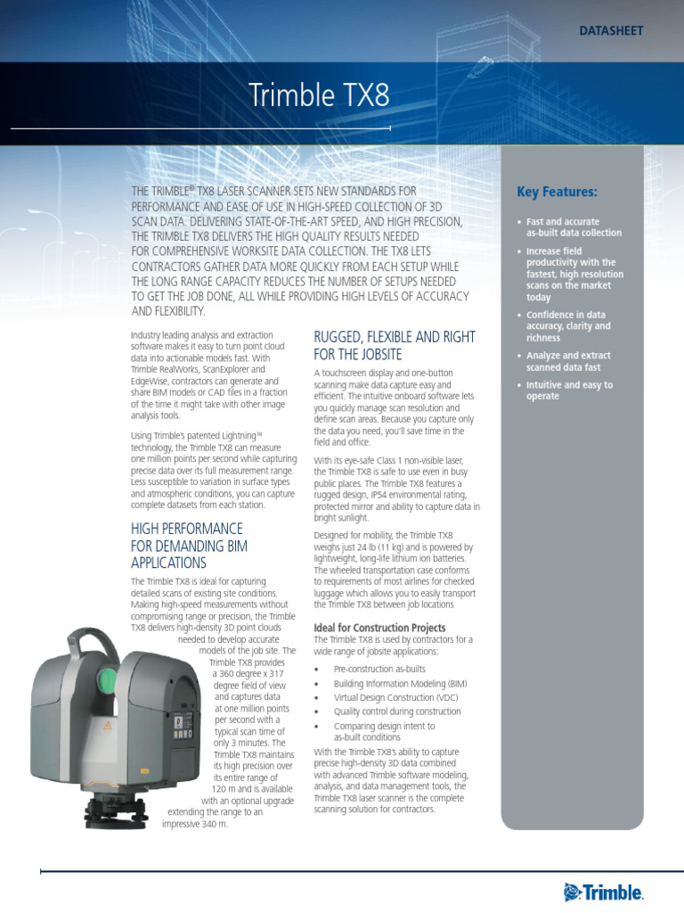 Trimble TX8 Laser Scanner Overview | PDF | Image Scanner | Building ...