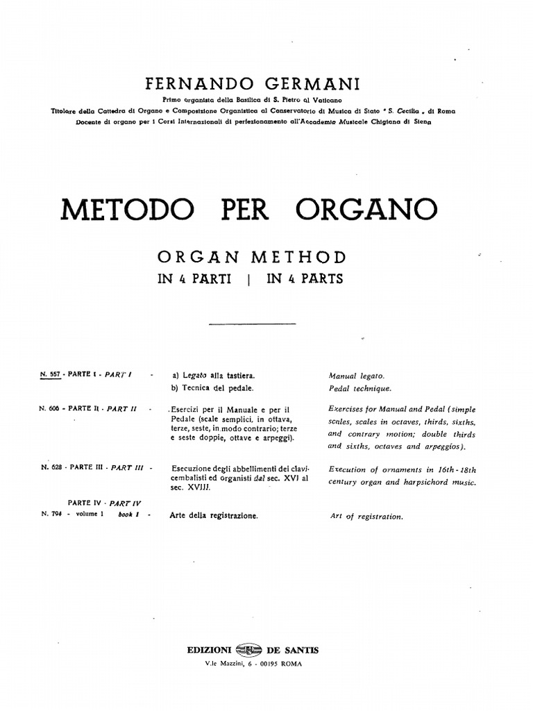 Germani Metodo Per Organo Vol.1 | PDF