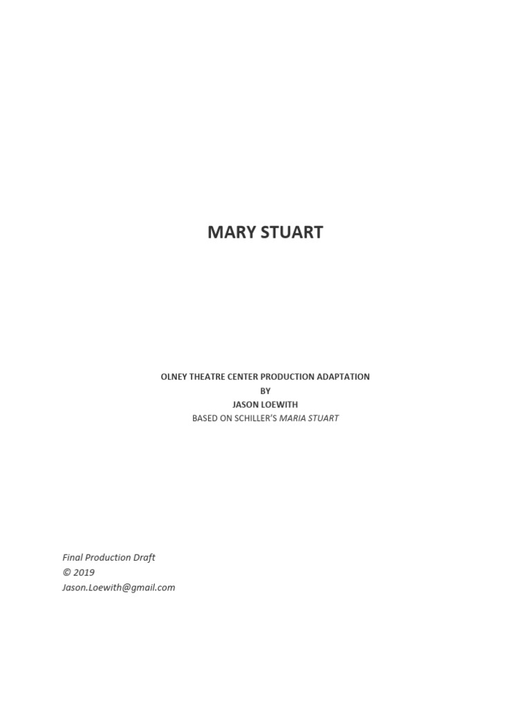 Mary Stuart Production Script | PDF