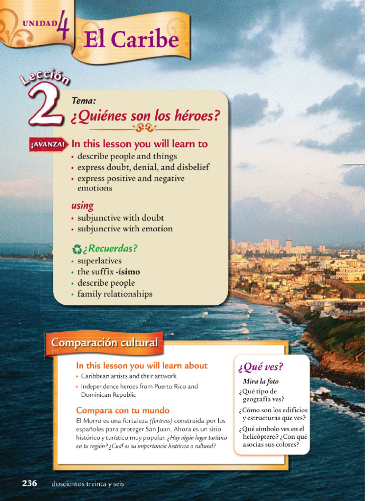 Avancemos 3 Unit 4 Lesson 2 | PDF