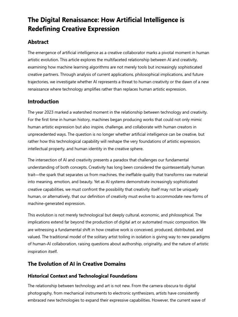 The Digital Renaissance - How Artificial Intelligence Is Redefining ...