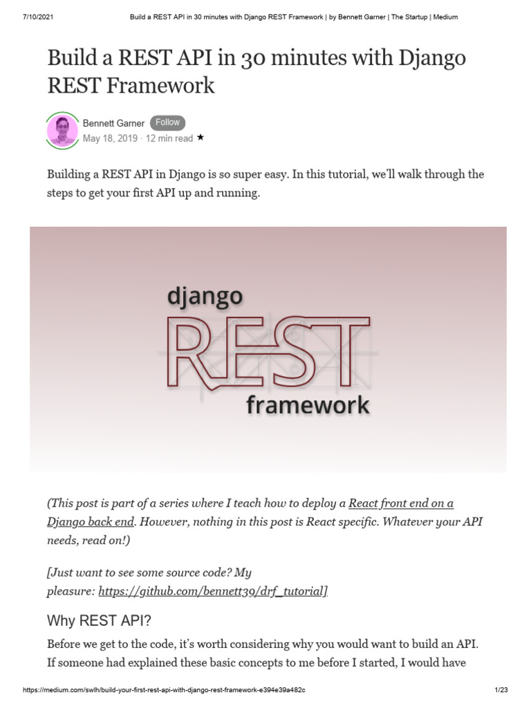 Django REST API in 30 Minutes | PDF | Databases | Computing