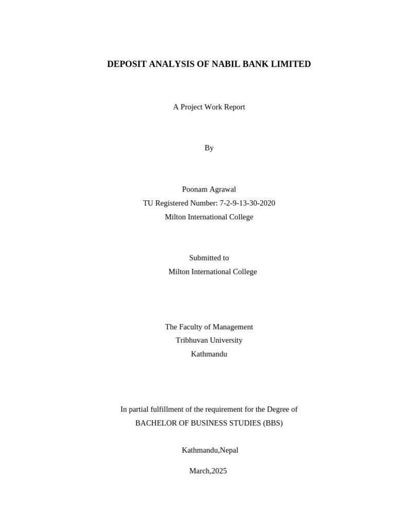 Deposit Analysis of Nabil Bank Limited | PDF | Banks | Deposit Account