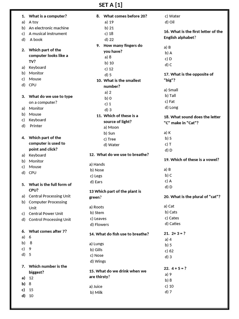 Computer Basics and Simple Questions | PDF | Computer Keyboard ...