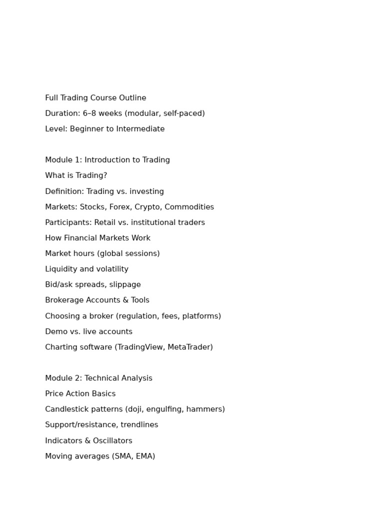 Complete Trading Course Overview | PDF