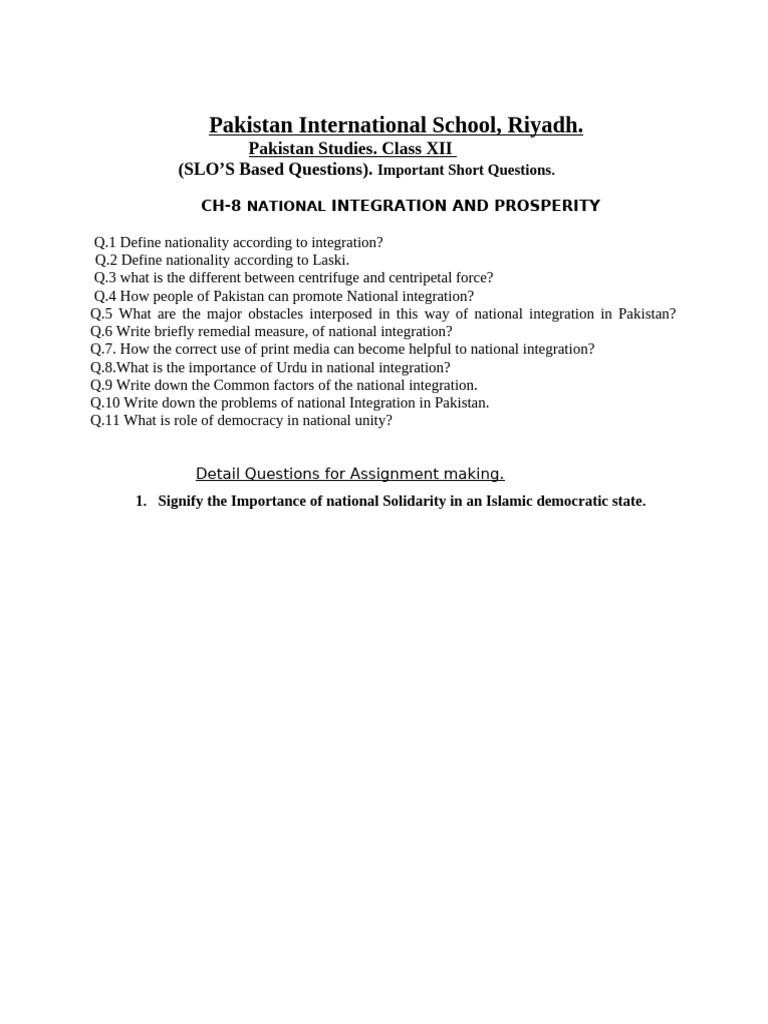 Importan Short Question Chapter - 8 | PDF