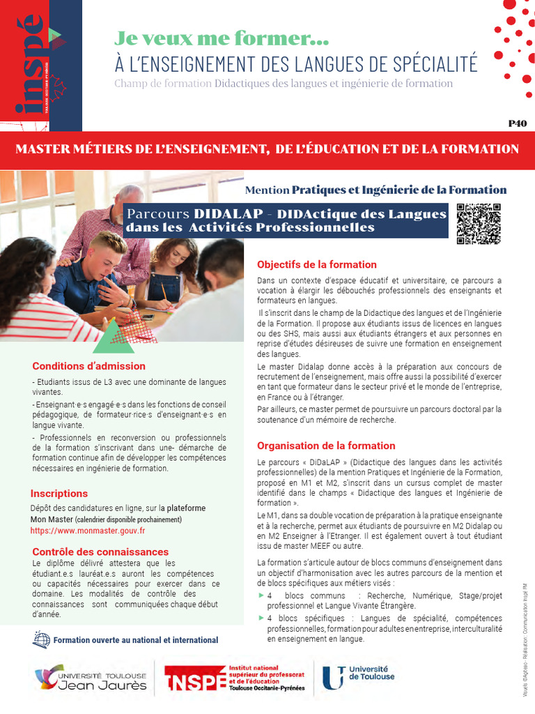 Master Didalap : Didactique des Langues | PDF | Enseignants | Pédagogie