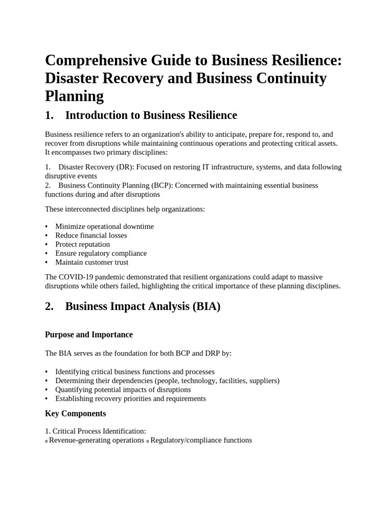 Business Resilience: Disaster Recovery Guide | PDF | Backup | Cloud ...