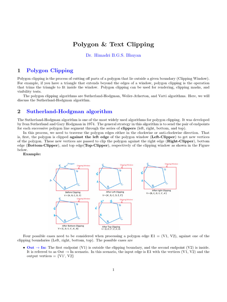 Sutherland-Hodgman Clipping Overview | PDF | Vertex (Geometry) | Convex ...