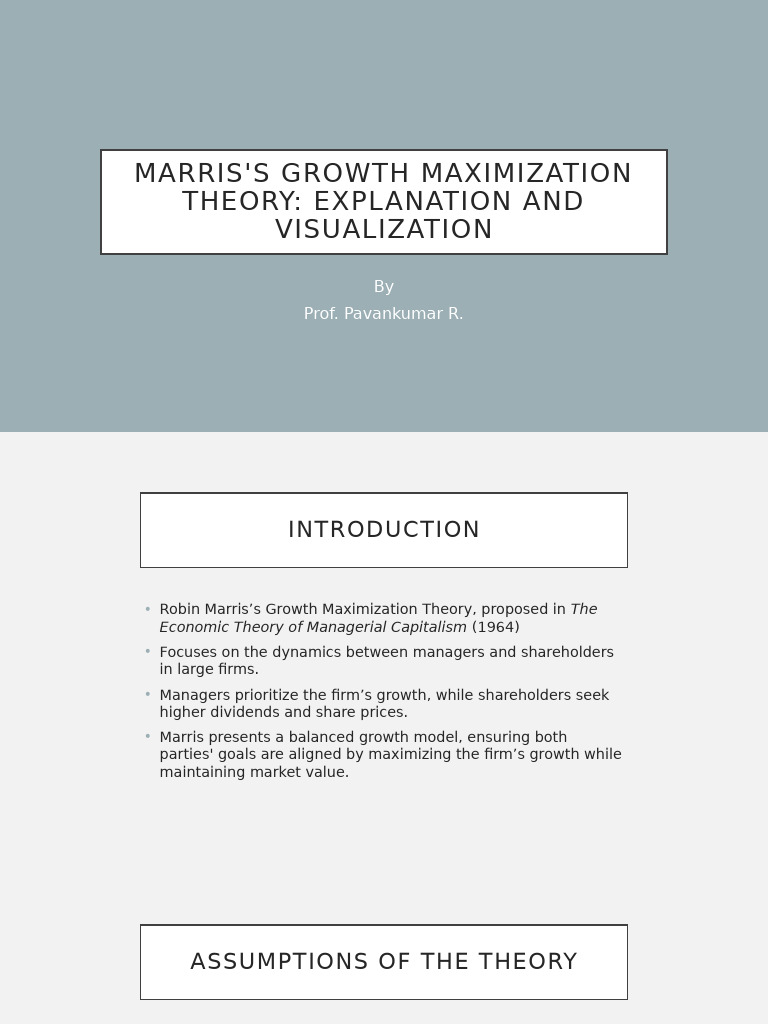 Marris's Growth Maximization Theory Explained | PDF | Profit (Economics ...
