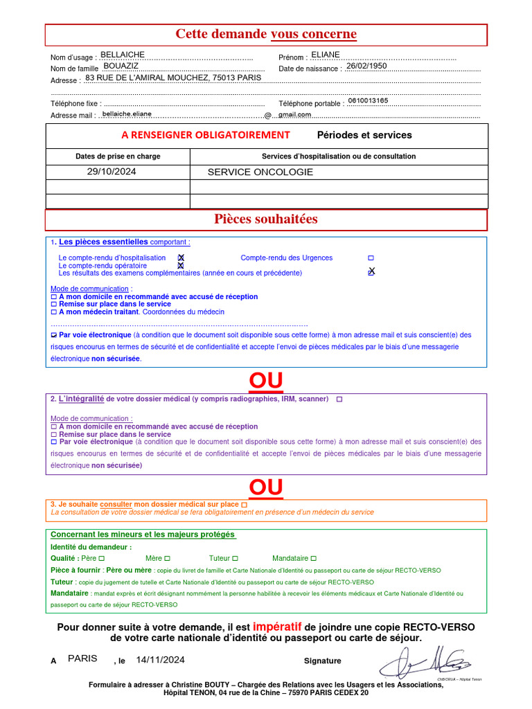 Formulaire DM 2024 Patient | PDF | Passeport | Accueil et traitement ...