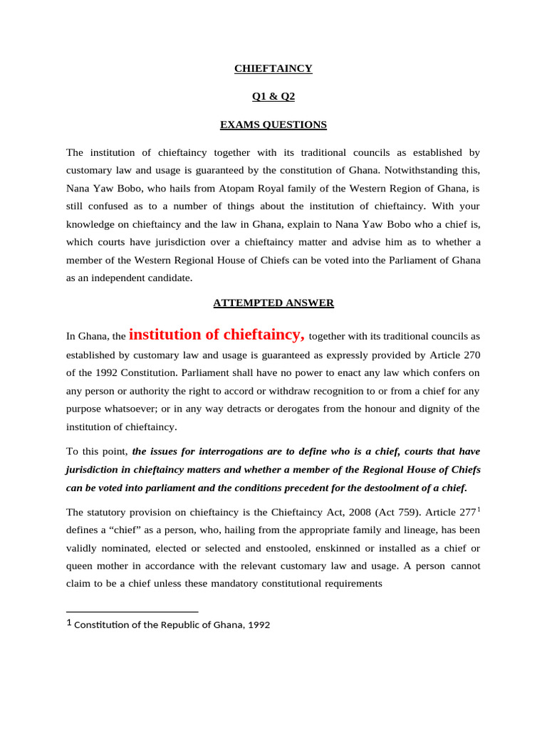 Understanding Chieftaincy in Ghana | PDF | Citizenship | Jurisdiction