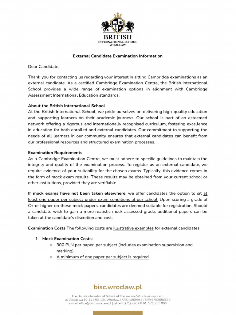 Cambridge Exams for External Candidates | PDF | Qualifications ...