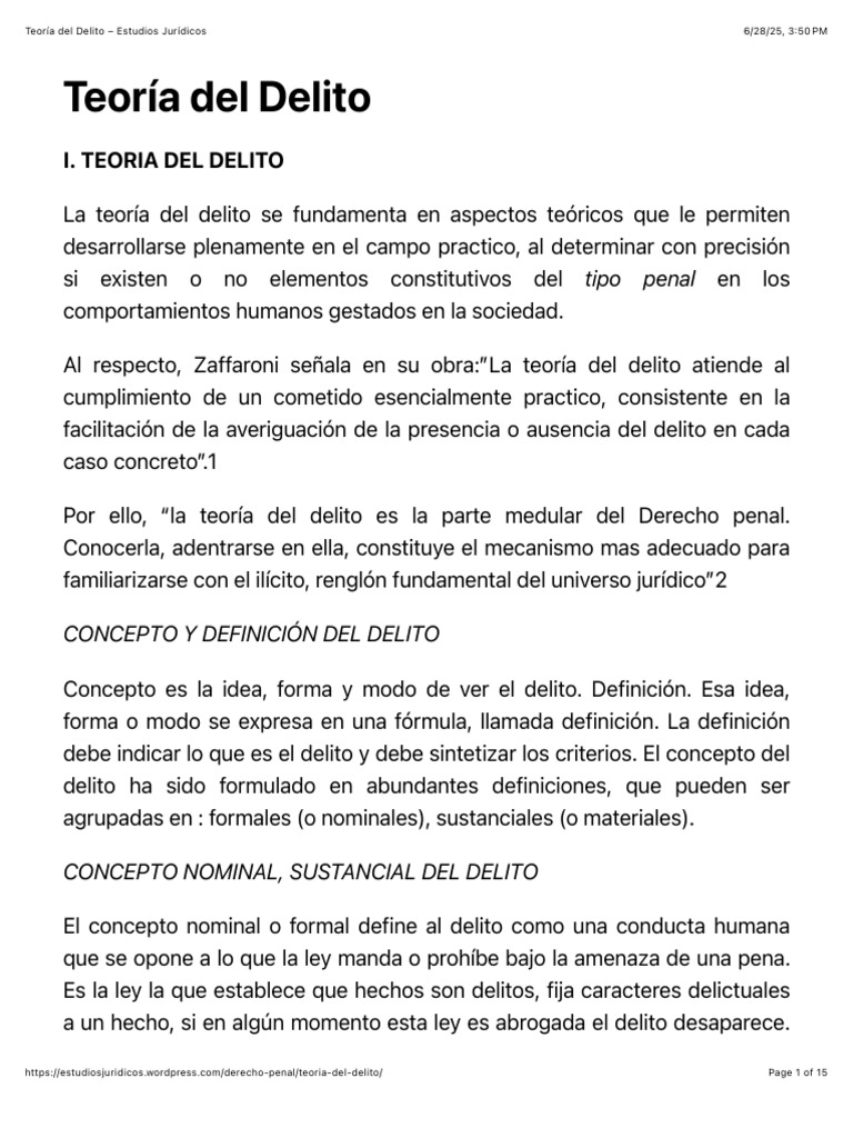 Elementos Clave de la Teoría del Delito | PDF | Derecho penal | Castigos