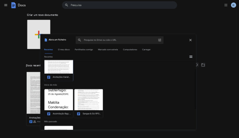 Documentos Recentes no Google Docs | PDF