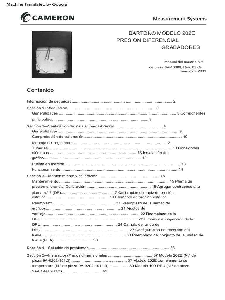 Manual del Registrador Barton 202E | PDF | Tornillo | Lápiz