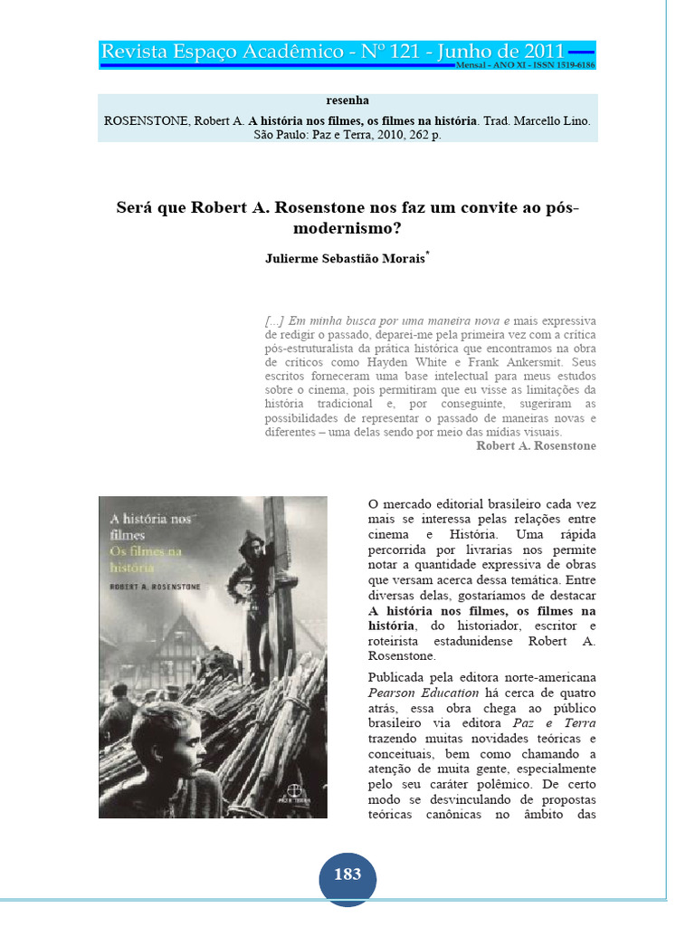 Será Que Robert A. Rosenstone Nos Faz Um Convite Ao Pósmodernismo ...