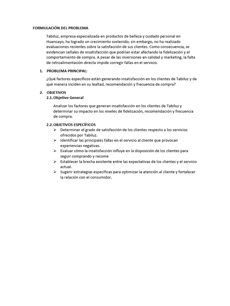 Formulación Del Problema | PDF