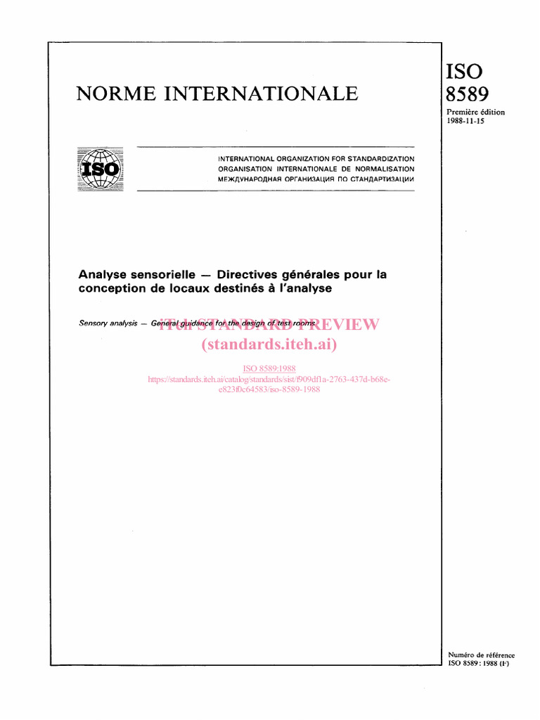 ISO 8589: Directives pour locaux d'analyse | PDF | Organisation ...