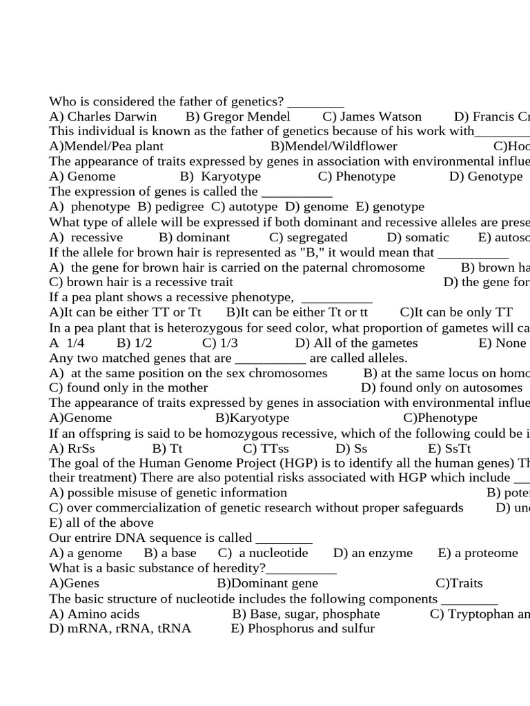Genetics Concepts and Inheritance Patterns | PDF | Meiosis | Dominance ...