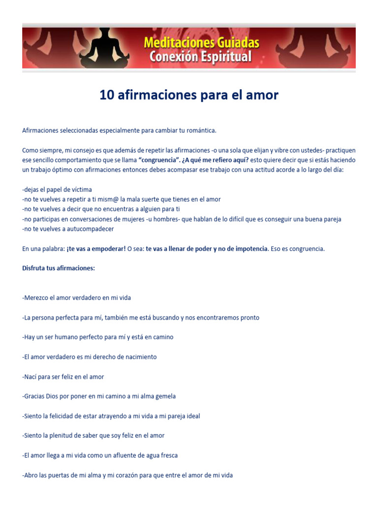 Afirmaciones para Atraer el Amor | PDF