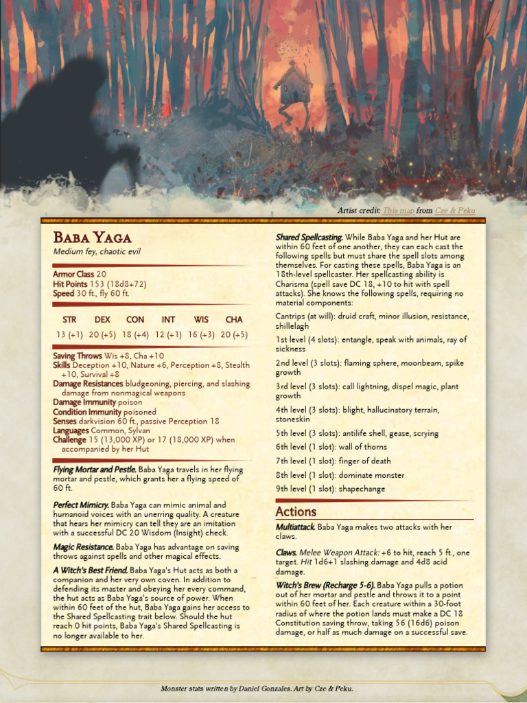 Baba Yaga: D&D 5E Stats & Spells | PDF | Gary Gygax Games | Dungeons ...