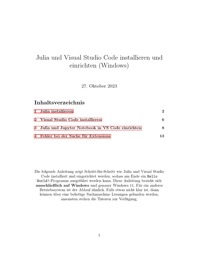 Setup Julia and Vs Code | PDF