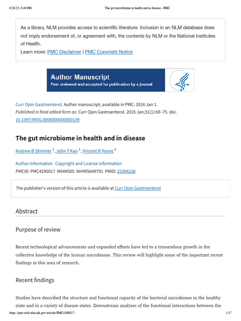 Gut Microbiome: Health and Disease Insights | PDF | Microbiota ...