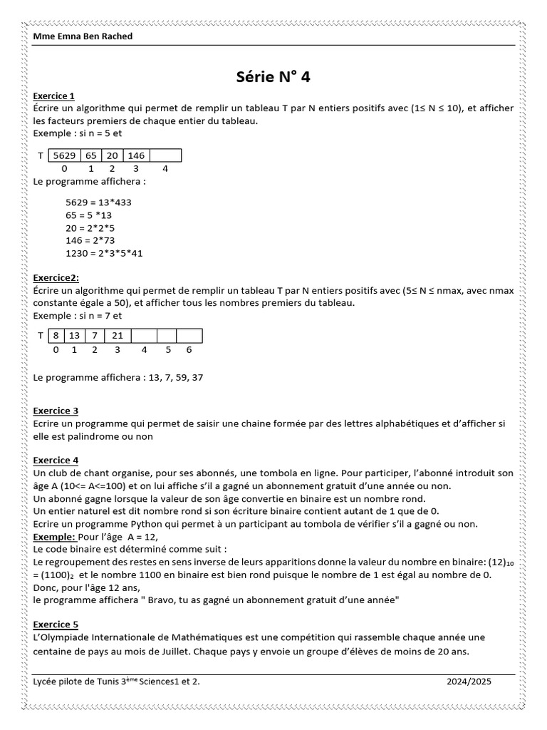 Algorithmes et exercices de programmation | PDF | Logique mathématique ...