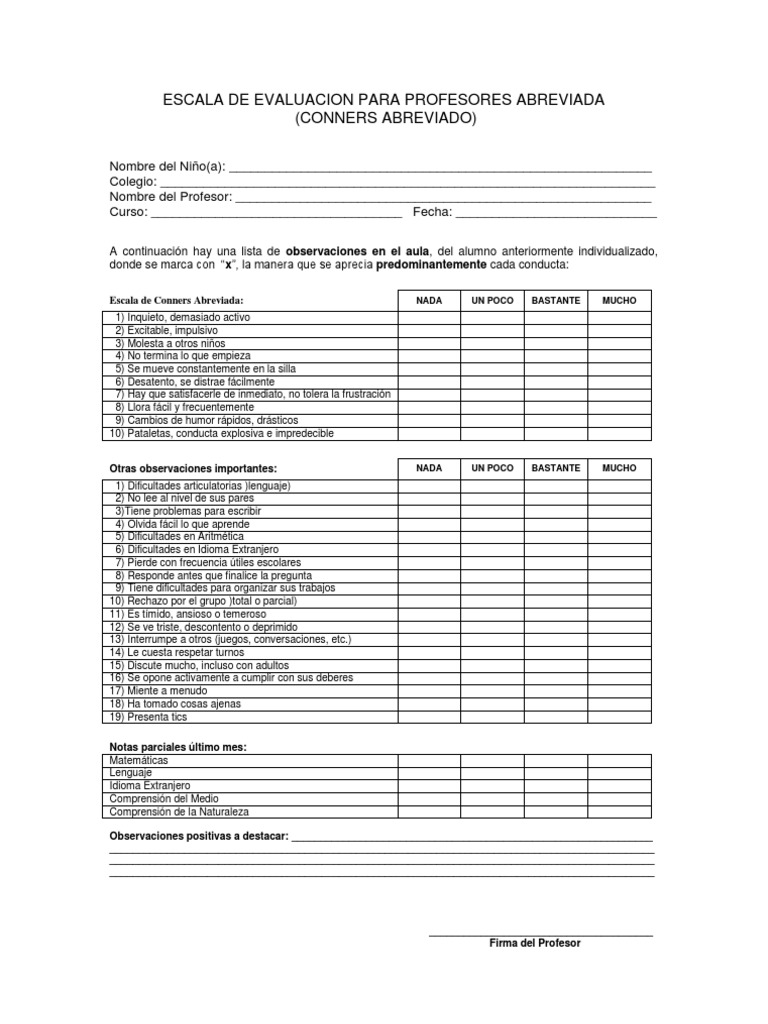 Test Conners Abreviado