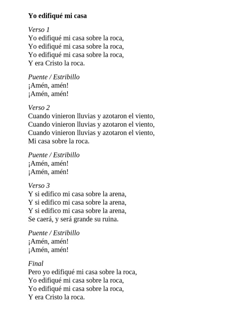 Edifiqué mi casa sobre la roca | PDF
