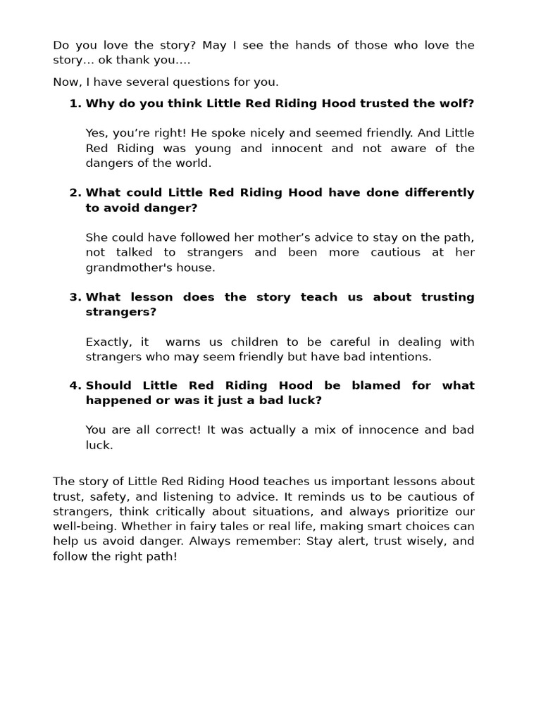 Script Little Red Riding Hood | PDF
