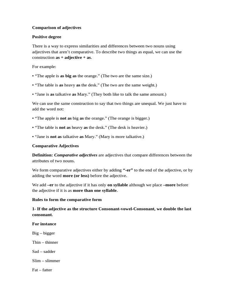 Comparison of Adjectives | PDF | Adjective | Linguistic Morphology